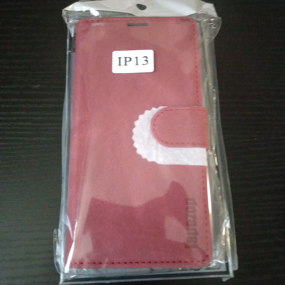 Iphone 13 5g wallet leather case (wine red)