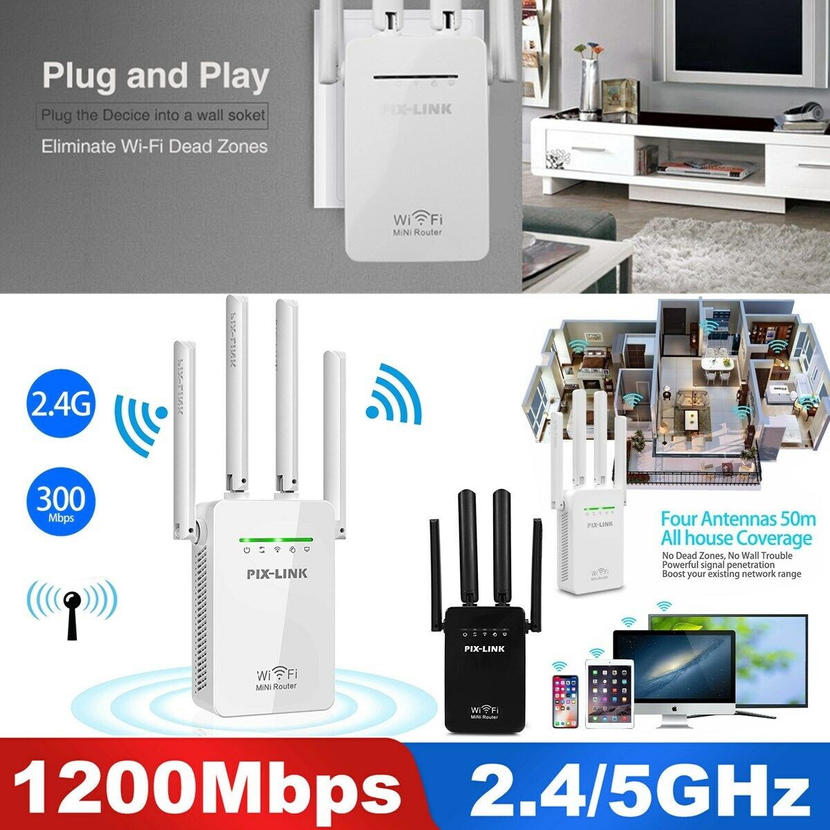1200Mbps WiFi Range Extender